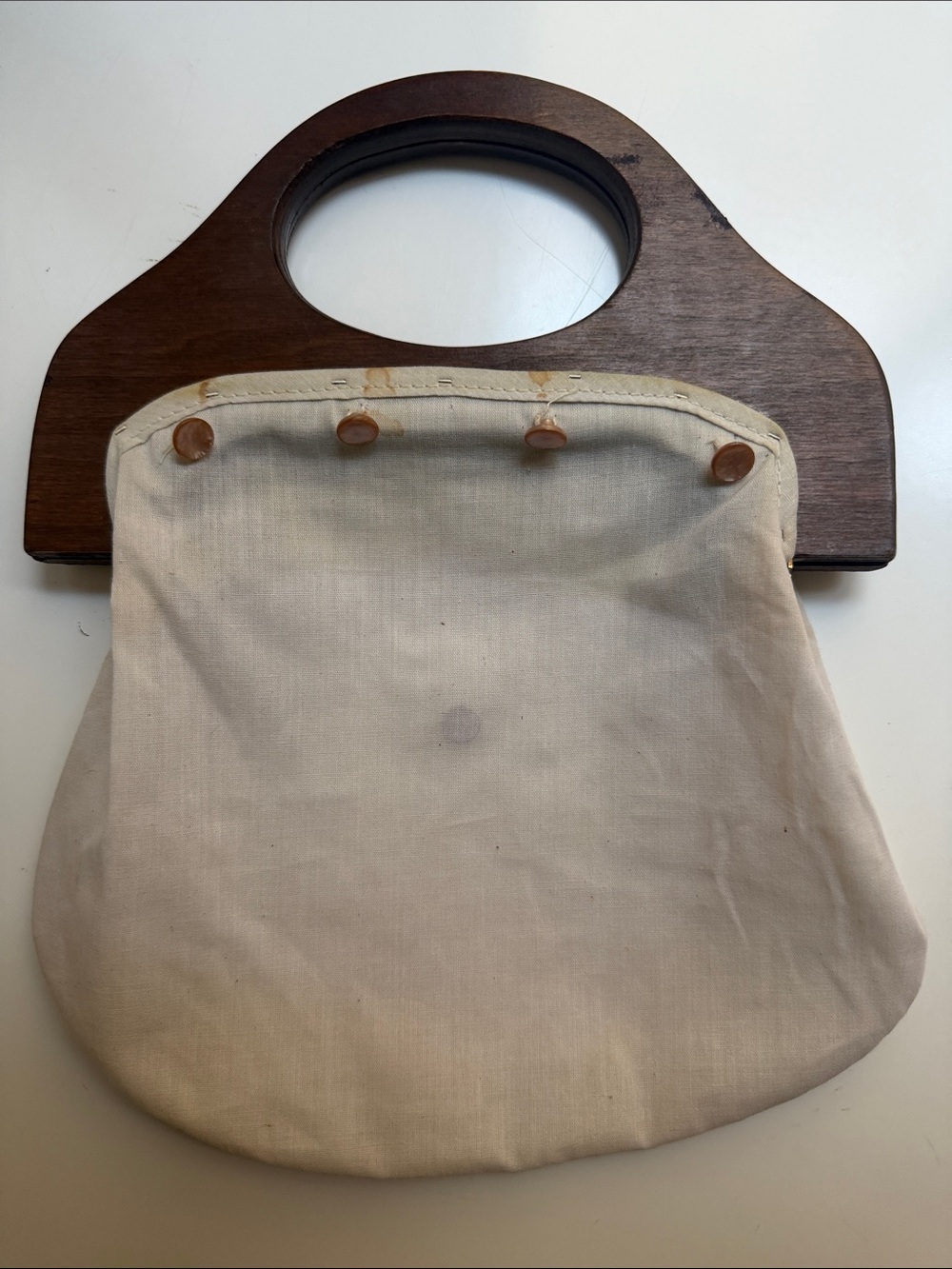 Vintage Bermuda Bag Wooden Handles 10 Inch Regular Size
